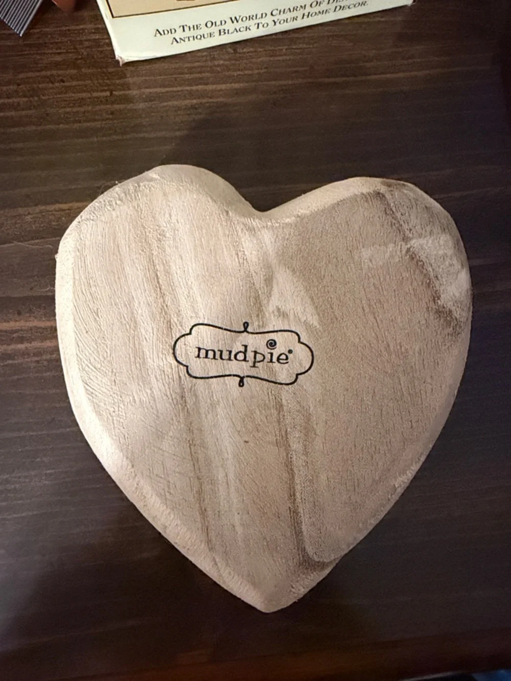 Mud Pie Heart Wall Decor in Natural Beige with Black Text